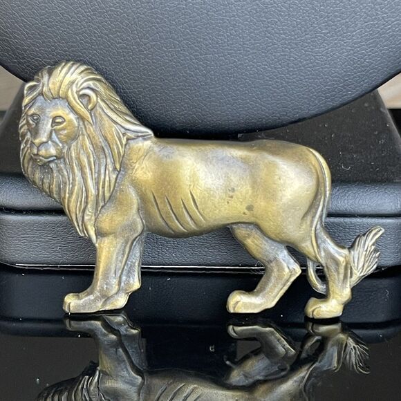 Vintage Lion Matte Gold Tone Bronze Color Brooch Pin 2.5 Inches Leo Zodiac - Picture 4 of 5